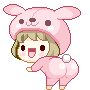 Cute pink bunny-hooded chibi avatar