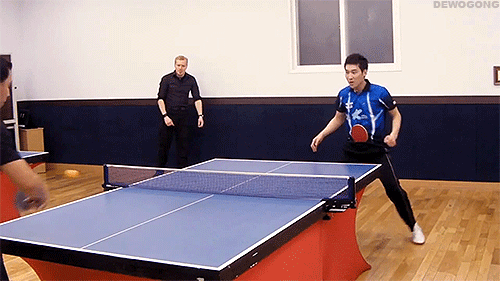 Ping pong player nails a perfect trick shot