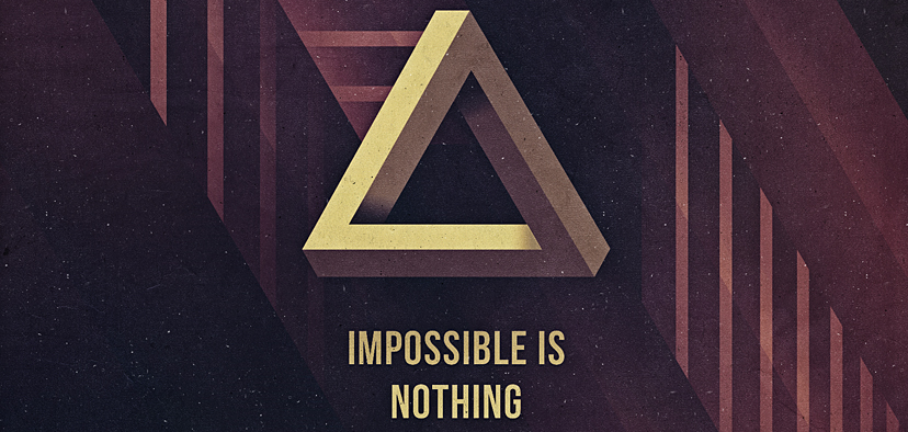 Impossible triangle GFX with bold motivational text